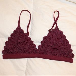 Maroon crocheted bikini top